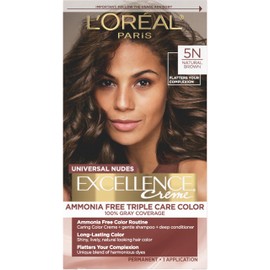 L’Oreal Paris Excellence Universal Nudes Permanent Hair Color, Ammonia Free Hair Dye for Gray Hair Coverage, 5N Natural Brown, 1 Hair Dye Kit