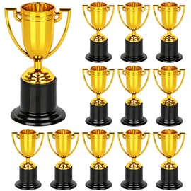 INHEMING 12 pcs Awards Trophy Cup,Mini Trophies Bulk for Kids, Plastic Gold Small Trophy Cups,for Sports Day Or School Matches