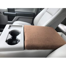 Car Console Covers Plus Made in USA Designed for Ford F150 F250 with 40/20/40 Jump Seat Models 2014-2025 Fleece Center Console Armrest Cover for Console Image Shown and Lid Must Open Brown