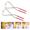 2pcs Dipping Tongs Red Handle Stainless Steel Easy Cleaning Stable