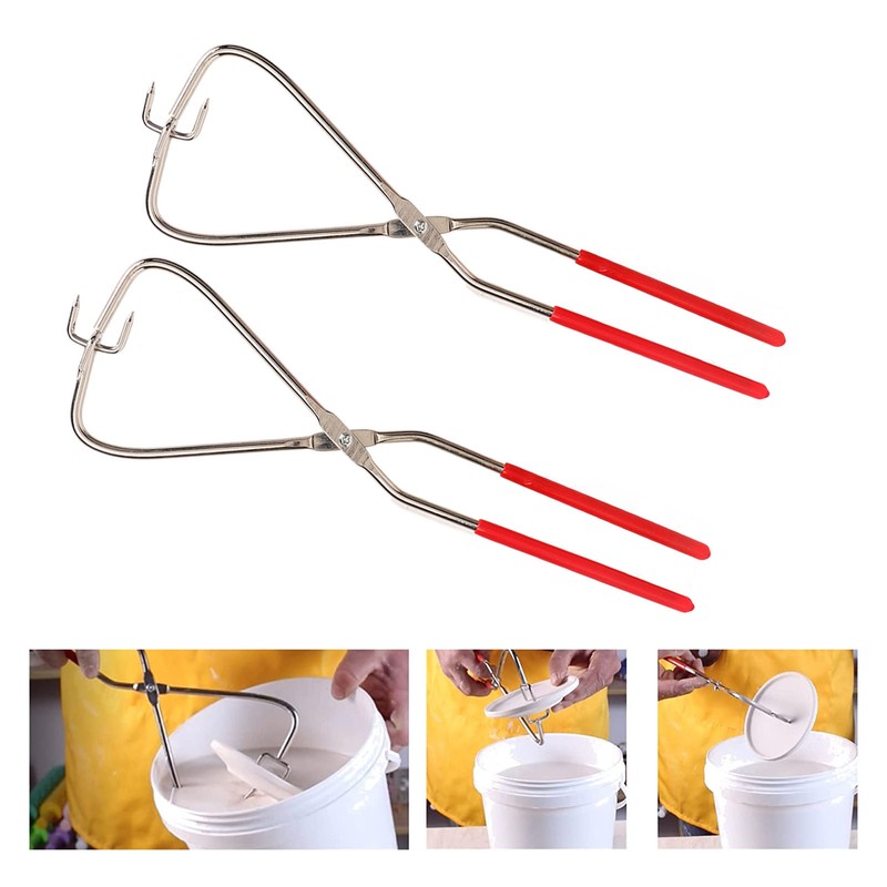 2pcs Dipping Tongs Red Handle Stainless Steel Easy Cleaning Stable