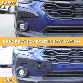 Front Bumper Tow Hook License Plate Mount Bracket for Subaru Crosstrek 2024+(Not for Wilderness),No Drill Tow Bumper Tow Hole Hook License Plate Mount Adapter Relocation Kit Accessories