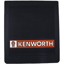 Black OEM Front Mudflaps (2) w/Red Kenworth Logo - 16" x 14" Ribbed 1/4" Thick - See Description for Fitment List
