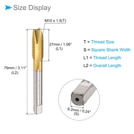 CoCud Spiral Points Tap Metric M10 x 1.5 Thread Titanium Coated High Performance Steel 6542 Screw Milling Threading Tap (Use: for Listening Drill) Pack of 1