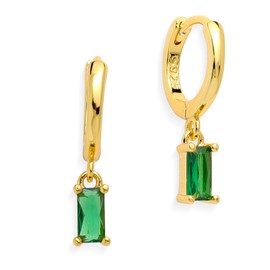 Frigotine Gold Emerald Green Crystal Small Dangle Hoop Earrings for Women, Trendy Square Rhinestone Malachite Gemstone Lightweight Rectangle Dangling Huggie Earing Holiday Prom Jewelry Gift