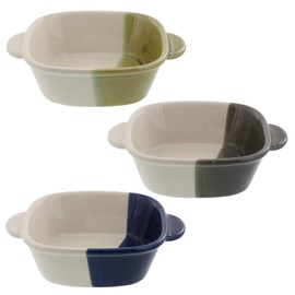 Tableware East Minoruba Au Gratin Dish Square Bi-Color Bakeware Set of 3 Colors