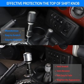 Compatible with Toyota FJ Cruiser 2007-2021 Gear Shifter Head Cover, Aluminum Interior Gear Shift Knob Cover Decoration Protection Accessories, 2PCS (Silver)