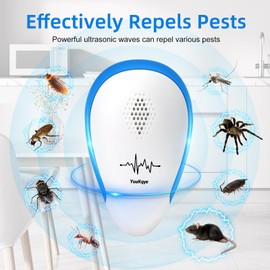 Ultrasonic Pest Repeller 6 Packs, Pest Repellent Ultrasonic Plug In, Repellent Indoor for Roach Killer Indoor Infestation, Mouse, Ant, Spider, Bug, Mosquito and Rodent Pest Control Plug in Bug Catcher