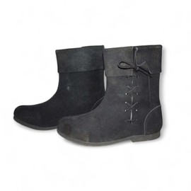 KAMSEE Suede Classic boots | Medieval Viking Boots | Sigurd Shoes | Black Leather Boots, Black, 9
