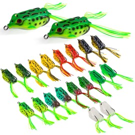 Goture Frog Lure 20Pcs,Top Water Bass Fishing Lures,Hollow Body Frogs for Bass Fishing,PVC Frog Fishing Lures with Tungsten Steel Fishing Hooks,12g 0.4oz for Freshwater Saltwater