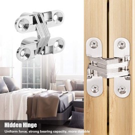 180 Degree Hidden Hinges Invisible Concealed Cross Door Hinge Easy Installation Furniture Cabinet Kit(Small)