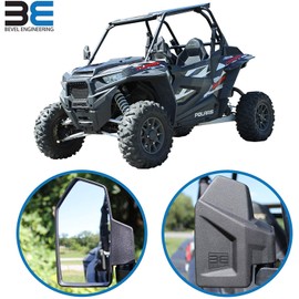 Bevel Engineering UTV Rear View Side Mirror Kit (2 Pack) - Compatible With 1.6" - 2" Round Roll Cage Bar - Break Away & Adjustable - High Impact Shatter Proof Tempered Glass (Driver & Passenger Side)