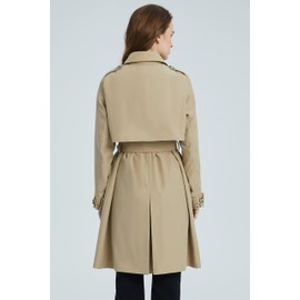 Orolay Women's Classic Trench Coat 3/4 Length Double-Breasted with Removable Vest Khaki Large