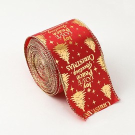 Moeagel Christmas Ribbon 2.5 inches Wide, Length 2M, Christmas Wired Ribbon, Easily Create Your Desired Shape, Christmas Tree Ribbon, Christmas Tree Decoration, Christmas Tree Pattern, Full Christmas