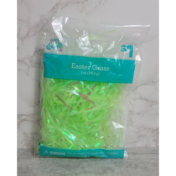 Easter Basket Grass Plastic Neon Green Shiny Christmas Filler Decor