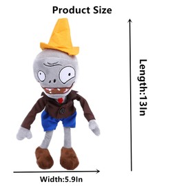 Suyudian 12 pulgadas 1 pieza de PVZ planta y zombis de peluche café peludo juguetes de peluche suave muñeca de bloqueo de carretera Conehead Zombie nuevo