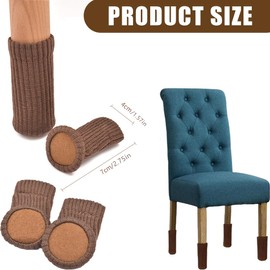 Pack of 16 Chair Socks, Elastic Furniture Socks, Knitted, Felt Chair Leg Caps, Thick Base, Non-Slip Pads for Furniture, Table, Floor Protection, Avoid Scratches and Noises
