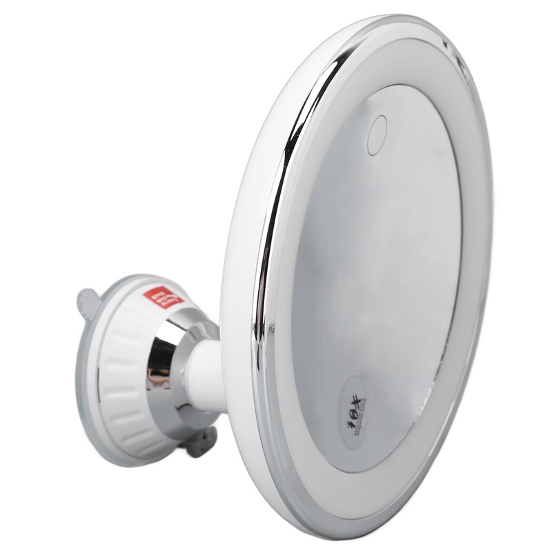 Suction Cup Makeup Mirror 10x with 3 Light Colors Battery