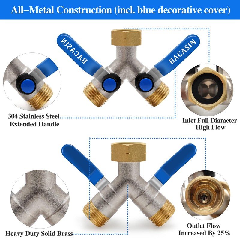 Brass Garden Hose Splitter, Garden Hose Splitter 2 Way Heavy