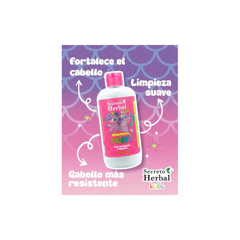 Shampoo Pony Secreto Herbal Línea Kids Cola de Caballo y