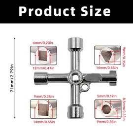 XINYUXUANXUAN 4 Way Utility Key – Cross Multi-Purpose Panel Key for Electric Cabinet, Gas Valve, Water Tap & Meter Box – Triangle, Square & Round Keys – Emergency Access Tool (4 Way Utility Key)