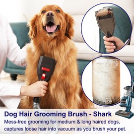 Portek Dog Brush Vacuum Attachment for Shark Navigator Lift Away NV360 Rotator NV501 Rocket HV301 HV322 Stratos AZ300..., Pet Hair Shedding Grooming Tool Kit with Extension Hose Adapters