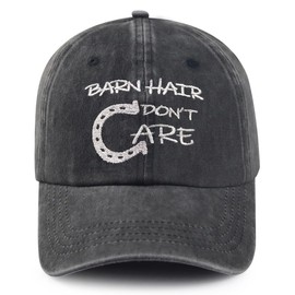 Barn Hair Don't Care Baseball Cap Vintage Embroidered Horse Gifts for Women Men Adjustable Washed Cotton Dad Hat