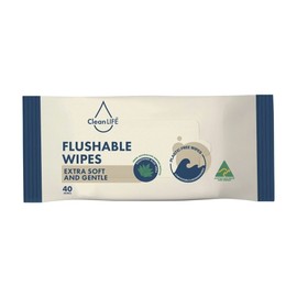 Cleanlife Flushable Plastic Free Wipes Extra Soft and Gentle 40pk
