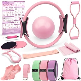 LarFaFa Pilates Kit, Pilates Equipment Ring and Ball Set, Home Pilates Workout Kit, Pilates Essentials Kit for Women, Pilates Set, Pilates Starter Kit for Women at Gym Studio Travel