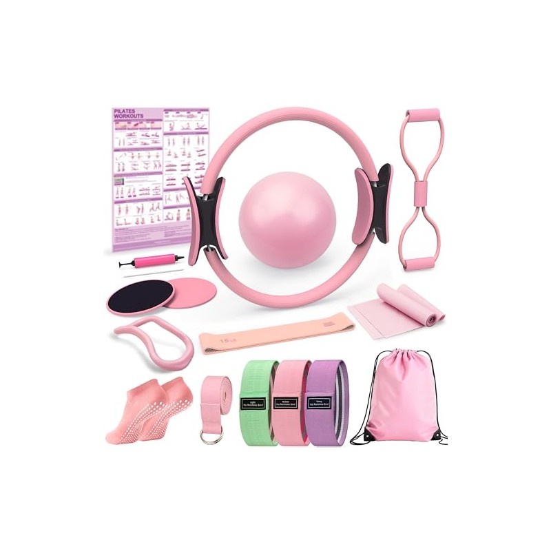 LarFaFa Pilates Kit, Pilates Equipment Ring and Ball Set, Home