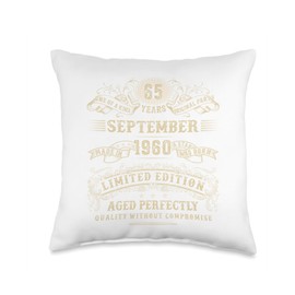 September 1960 65 Year Old Birthday Gifts for Men 65th Bday Throw Pillow
