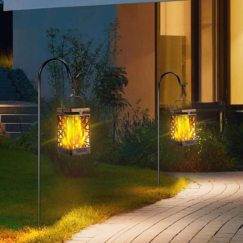 TomCare Solar Lights Upgraded Solar Lantern Flickering Flame Outdoor Hanging