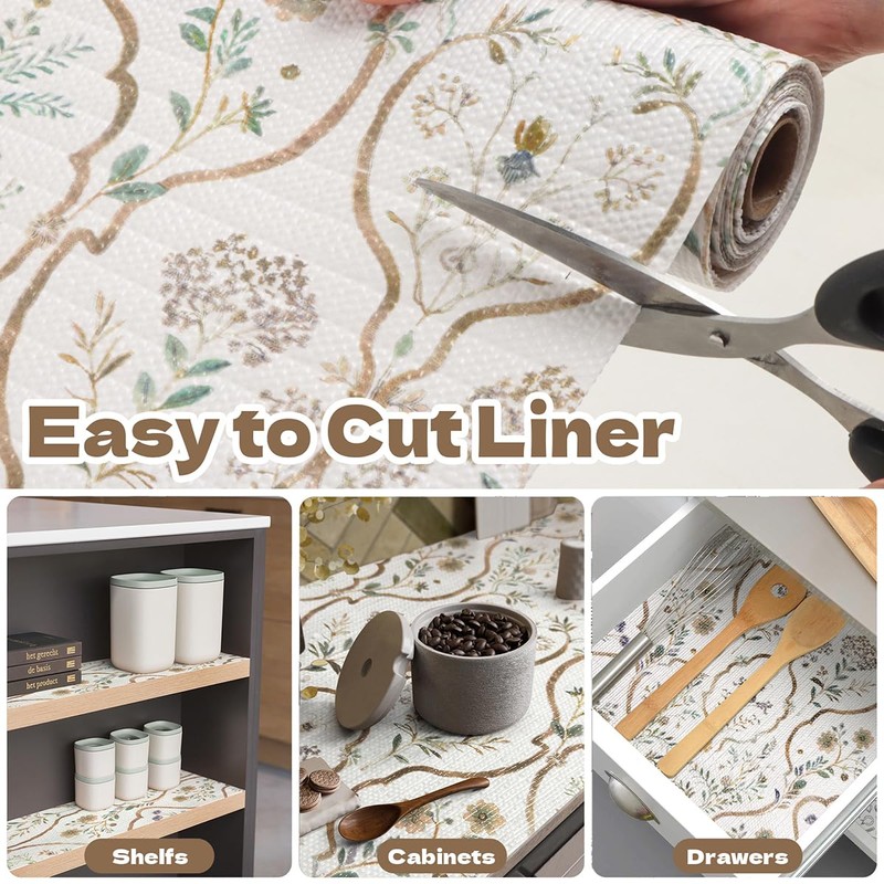 vuacepe Drawer and Shelf Liner for Kitchen Cabinets Non-Adhesive Drawer