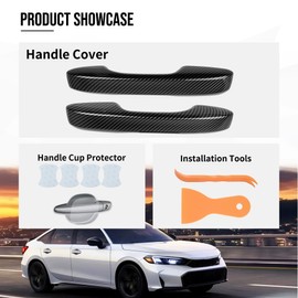 Rear Door Handle Covers Compatible with Honda Civic 2022 2023 2024 2025, Accord CR-V HR-V 2023 2024 2025,Carbon Fiber Style Anti-Scratch Trim (Carbon Fiber, Rear Pair)