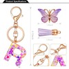 JINGUAZI Initial letter Keychains for Women Tassel Butterfly Pink Purple