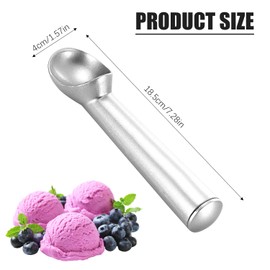 Ice Cream Scoop, Aluminum Ice Cream Scoop, 7-Inch One-Piece Design Non-Stick Cookie Scoop (Silver)