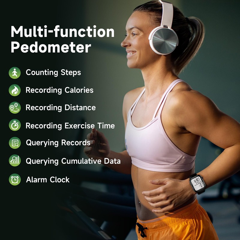 Pedometer Watch, Multi-Function Pedometer for Walking Steps and Miles, 3D
