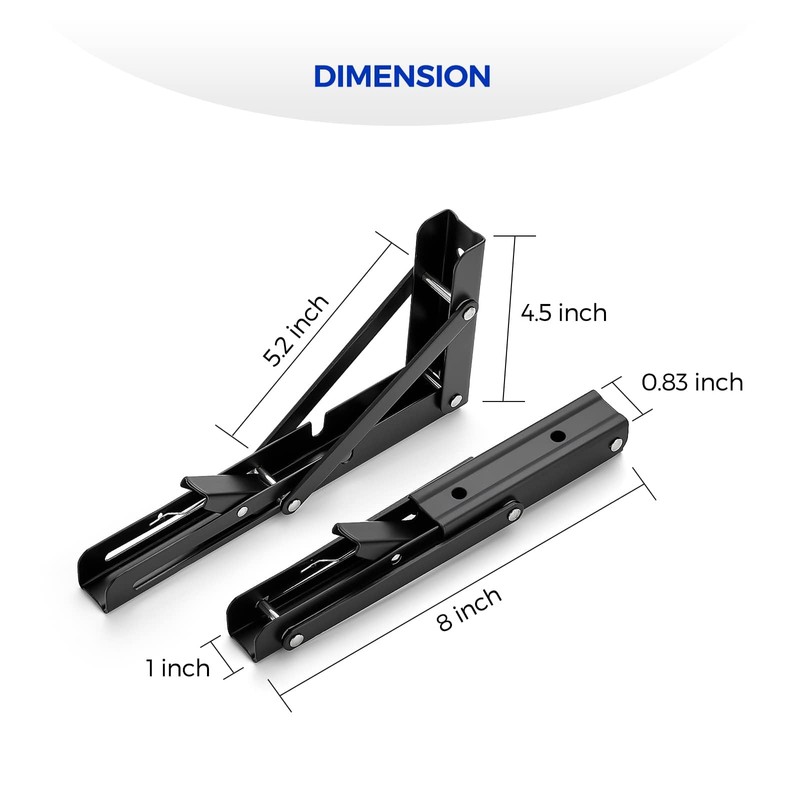 Ravinte 4 Pack 8 Inch Folding Shelf Brackets – Matte