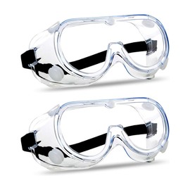 UONIKA Safety Goggles 2 Pack - White Adjustable Lightweight Anti-Fog Protective Safety Glasses