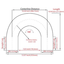 OSIDU OSIDU 180 Degree Aluminum Elbow Tube 3.5" (89mm) OD Aluminium Pipe Intercooler Pipe Air Intake Tube And Cooling Systems, High Polishing (3.5" OD (89mm)-1PCS)