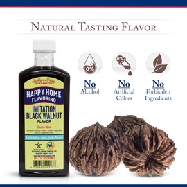 Happy Home Imitation Black Walnut Flavoring, Non-Alcoholic, Certified Kosher, 7 oz.