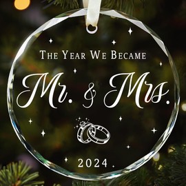 Wedding Gifts, Mr and Mrs Gifts, Wedding Gifts for Couples 2024, 1st Married Christmas Ornament, Bridal Shower Gifts for Bride, Couple Gift for Newlyweds with Gift Box