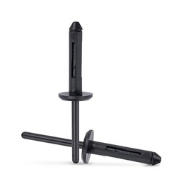 MAIN ST COLLECTIVE 25 Pcs Black Nylon Blind Rivets, 13/64" Diameter, 15/32" Flange and 15/64" to 25/64" Grip - Automotive Fasteners for Bumper, Fender, Panel Clips, Fit for GM & Chrysler