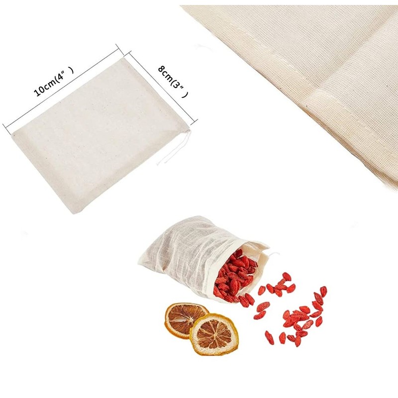 AKOAK 20 Pcs 4 x 3 Inches Muslin Drawstring Bags,Natural