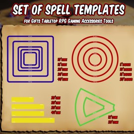 Sintuff 15 Pcs Spell AOE Damage Template Translucent Acrylic Area of Effect Spell Templates Set Include 5 Cube 4 Circle 2 Cone 4 Line Templates for Gifts Tabletop RPG Gaming Accessories (Colorful)