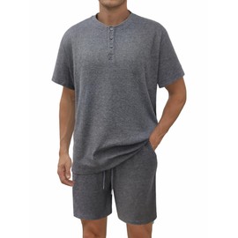 ENVMENST Mens Short Sets 2 Piece Outfits Casual Tracksuits Summer Short Sleeve Polo Suit for Men (G-2XL)