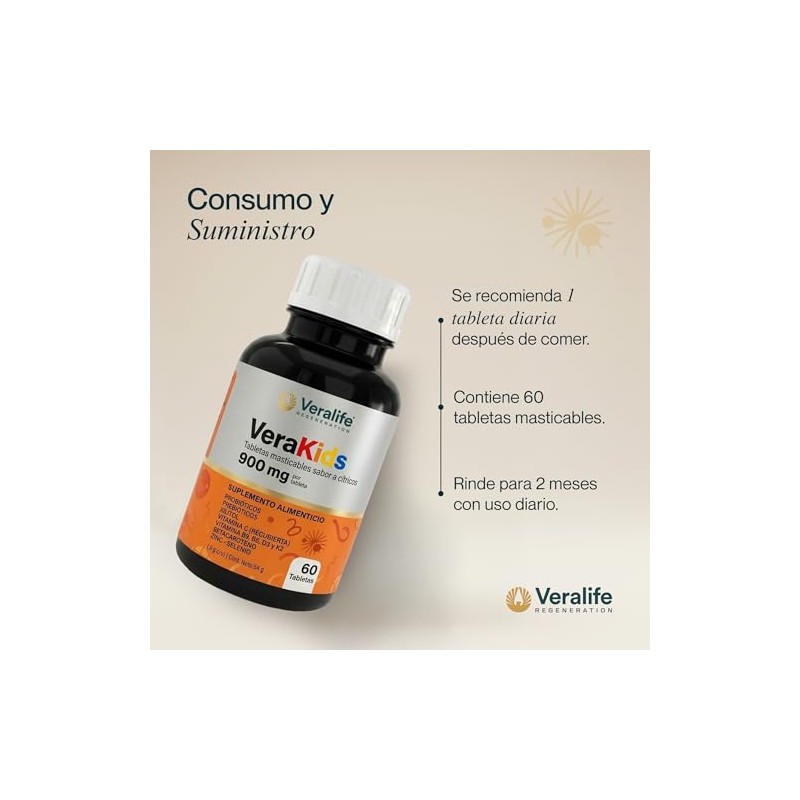 VeraKids Probióticos Vitaminas Minerales Infantiles Sabor Cítricos