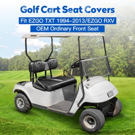 NOKINS Golf Cart Seat Covers, Fits for EZGO TXT 1994-2013/EZGO RXV OEM Standard Front Seat Cushion, EZGO TXT/RXV Vinyl Seat Covers, No Stapler Required(Gradient Diamond Black&Black)