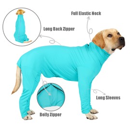 HDKUW Dog Recovery Suit, Dog Shedding Suit Onesie, After Surgery Dog Shirt, E Collar Alternative Anxiety Calming Shirt for Dog Blue 3XL