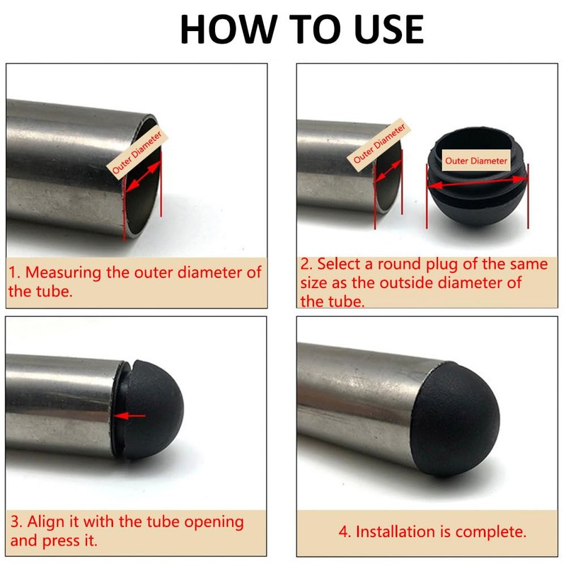 Round Plastic End Plugs, 20pcs Chair Leg End Caps Pipe
